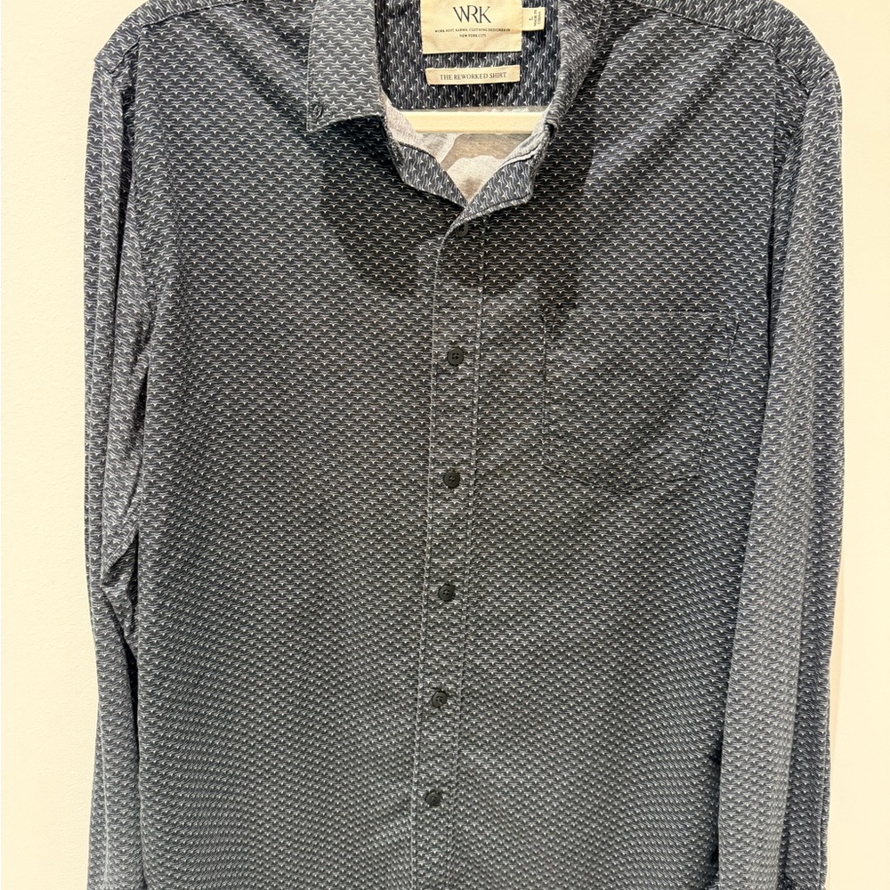 W.R.K Men's Navy Patterned Button Down Shirt